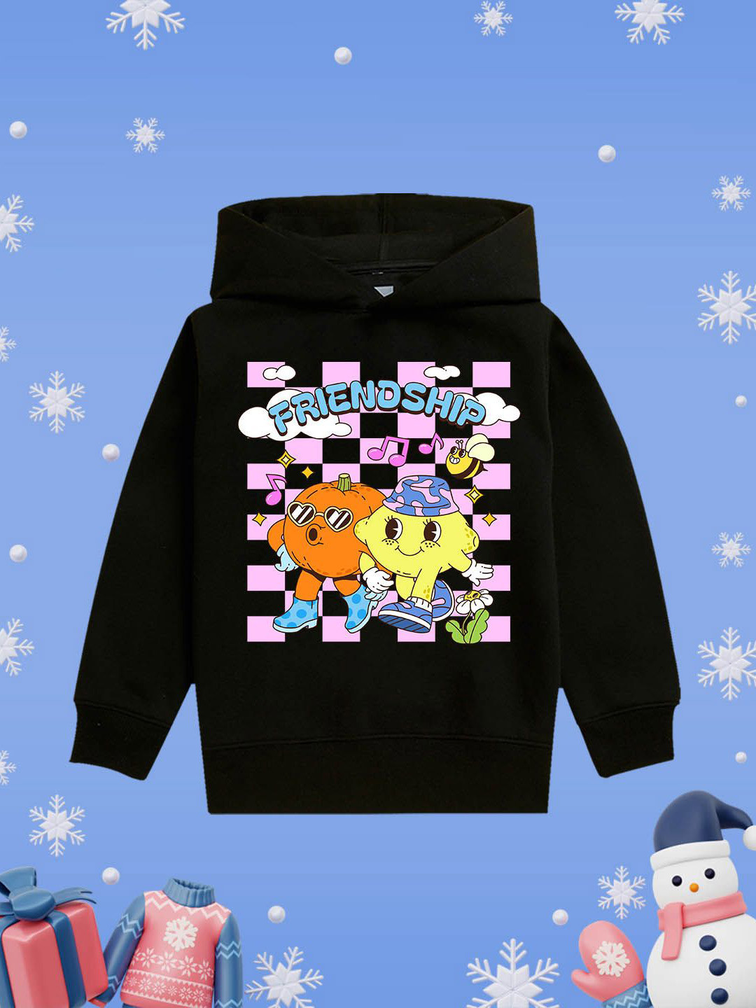 NUSYL Girls Friendship Printed Hooded Sweatshirt