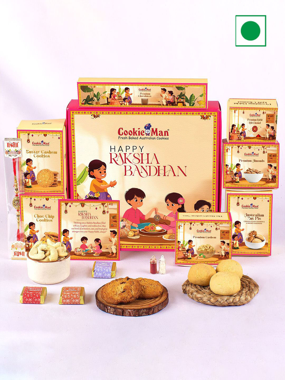 Cookieman Set Of 8 Rakhi Gift Hamper Box