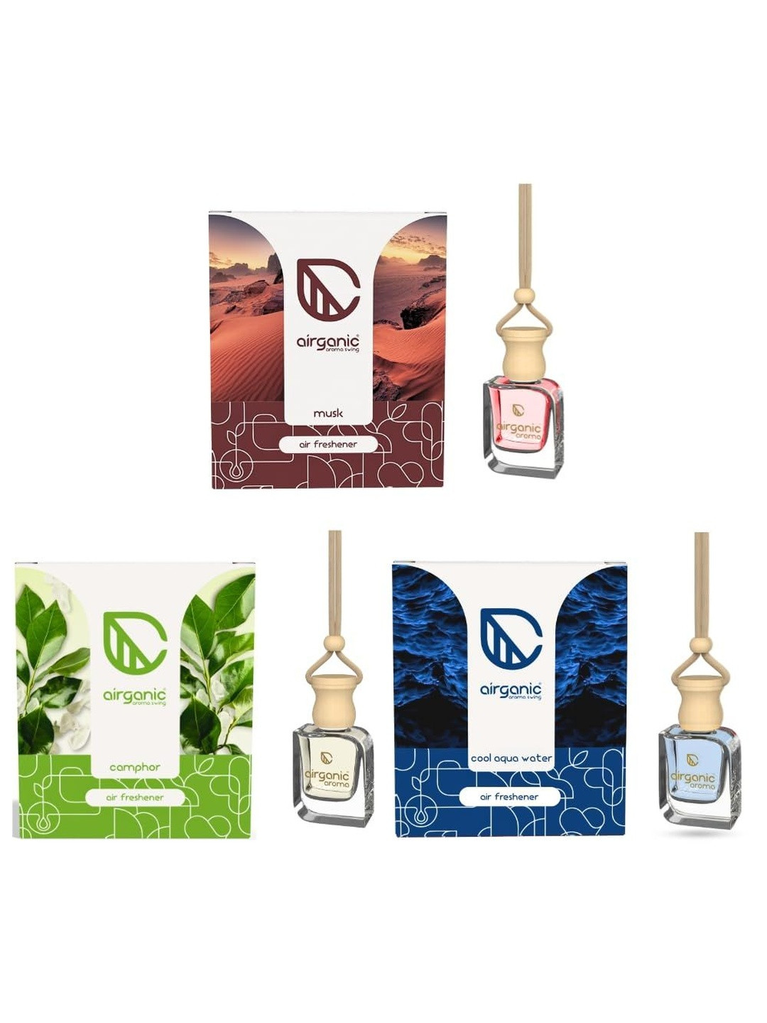 Airganic Swing Prime Transparent 3 Pieces Car Air Freshener - 30ml