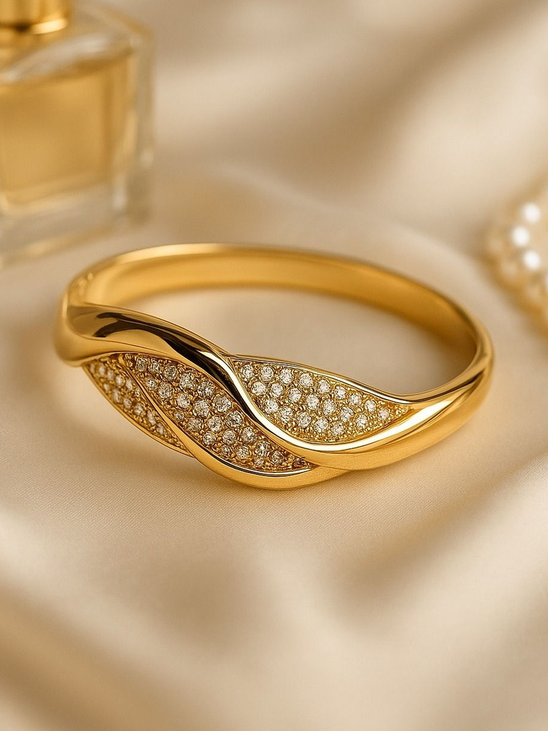 FLAURI Women Crystals Gold-Plated Cuff Bracelet