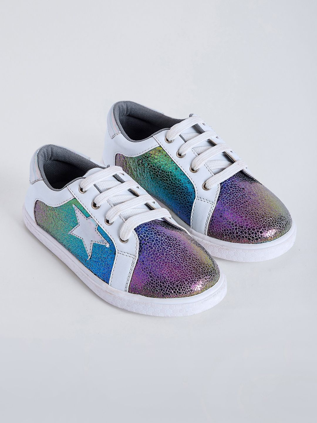 Hopscotch Girls Round Toe Glitter Metallic Lace-Ups Sneakers