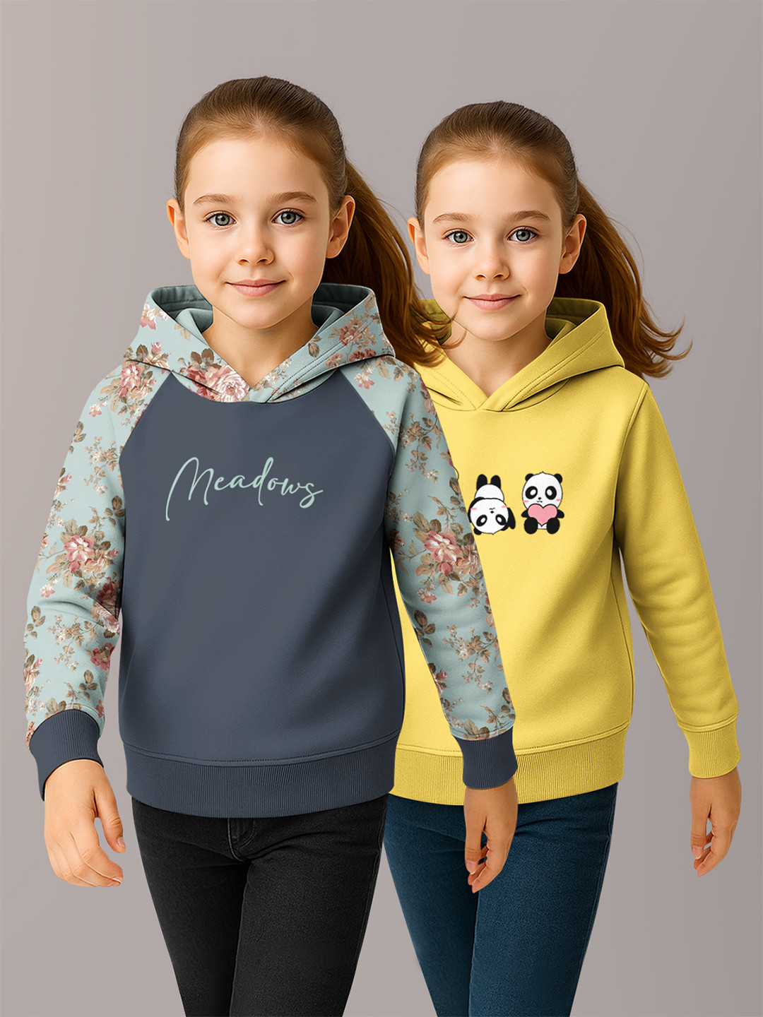 HELLCAT Girls Pack Of 2 Printed Hooded Pullover Sweatshirt