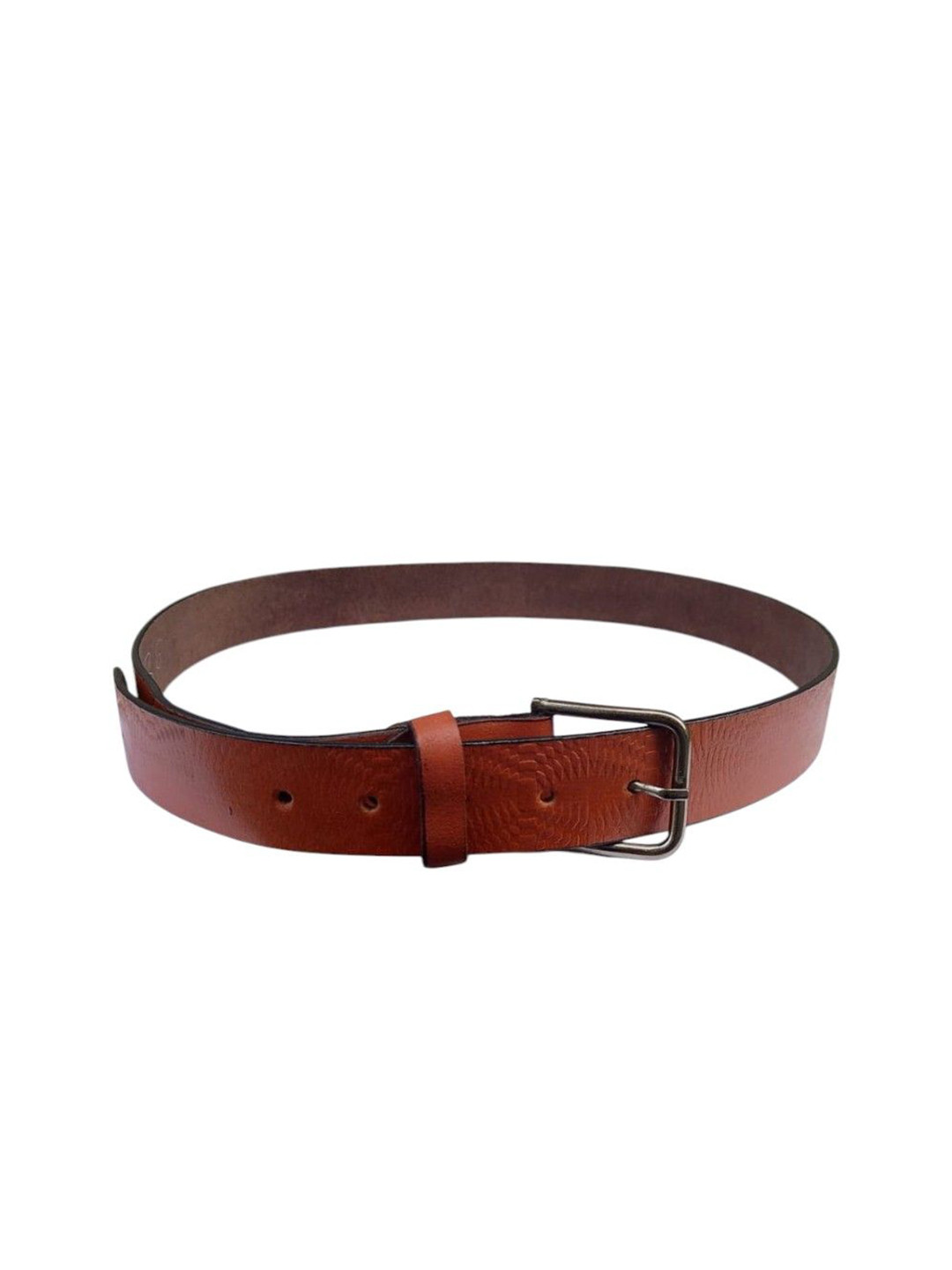 PERKED Men Textured Leather Tang Closure Belt