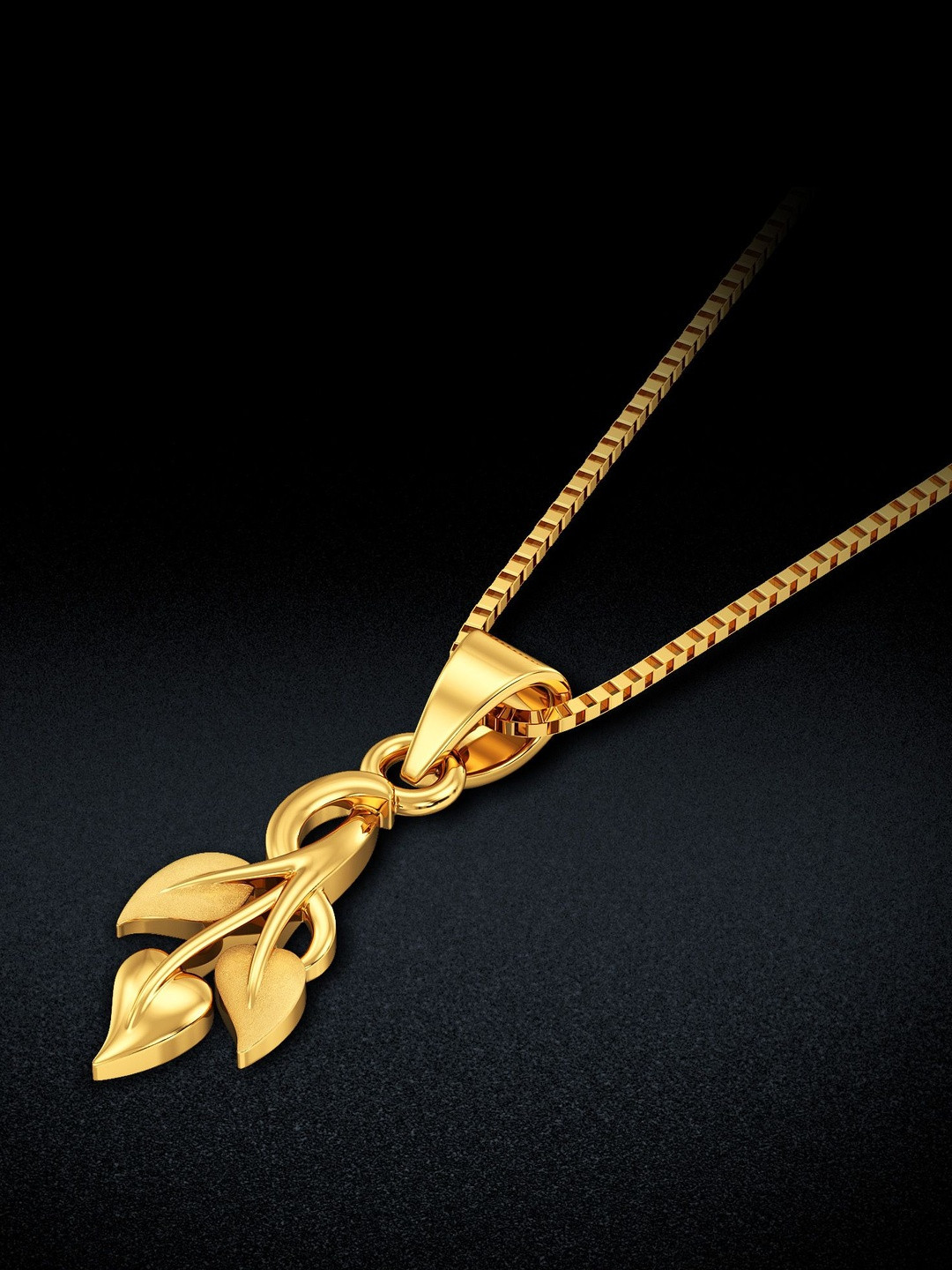 Joyalukkas Women 22Kt Gold Ternion Leaves Pendant - 1.82 g