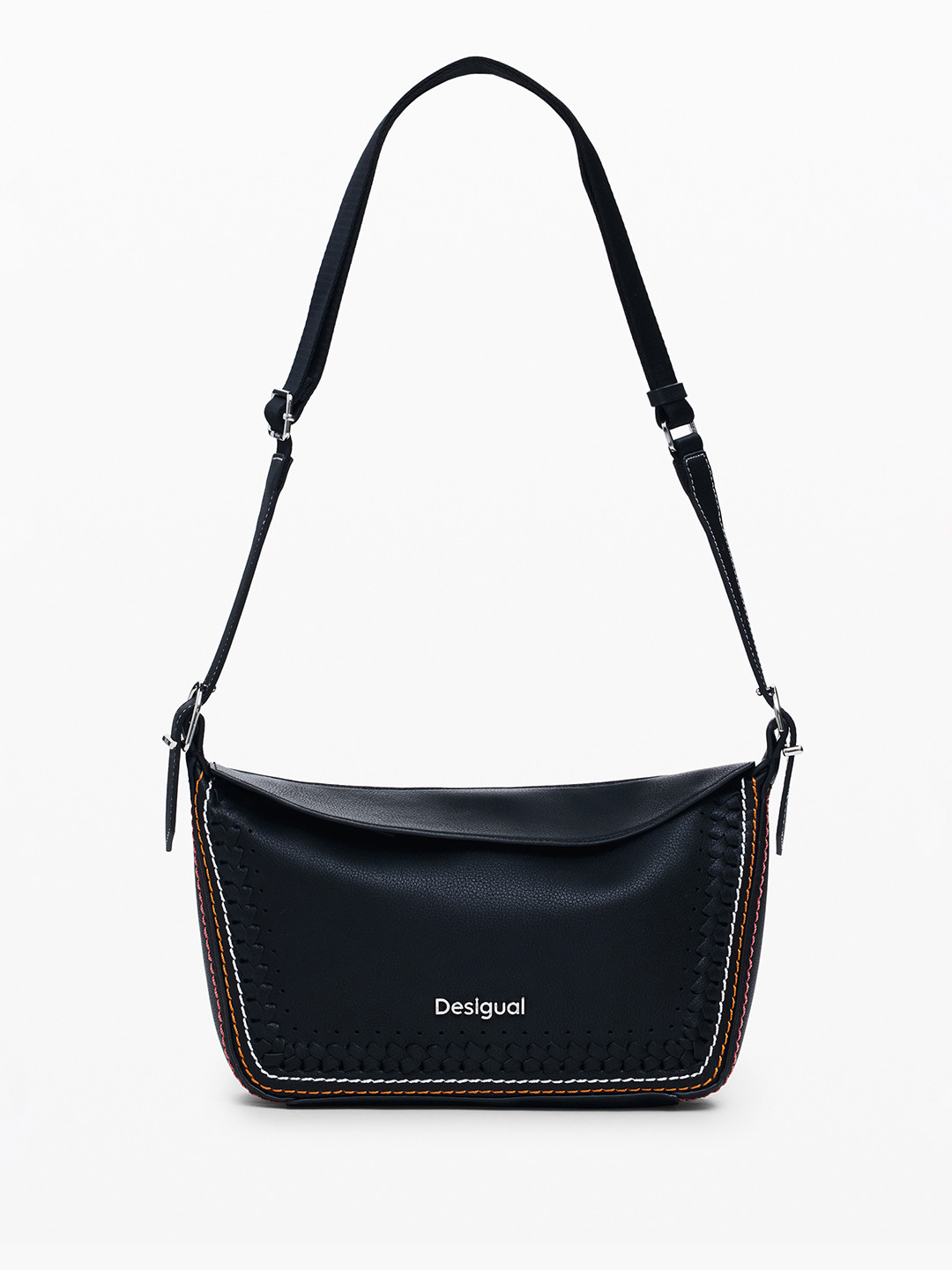 Desigual Braided & Contrast Stitch Detail Shoulder Bag
