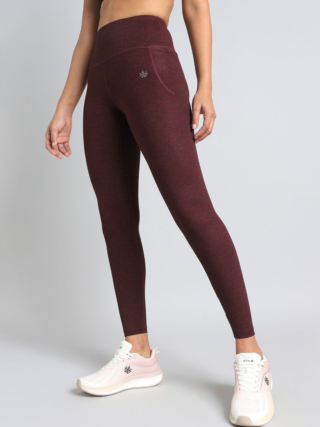CULT Women's Maroon Printed Train All Day COMFlex Tights