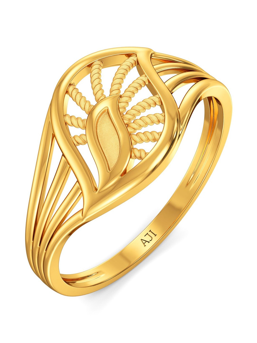 Joyalukkas 22Kt Gold Radiant Foliage Harmony Finger Ring - 2.478 g