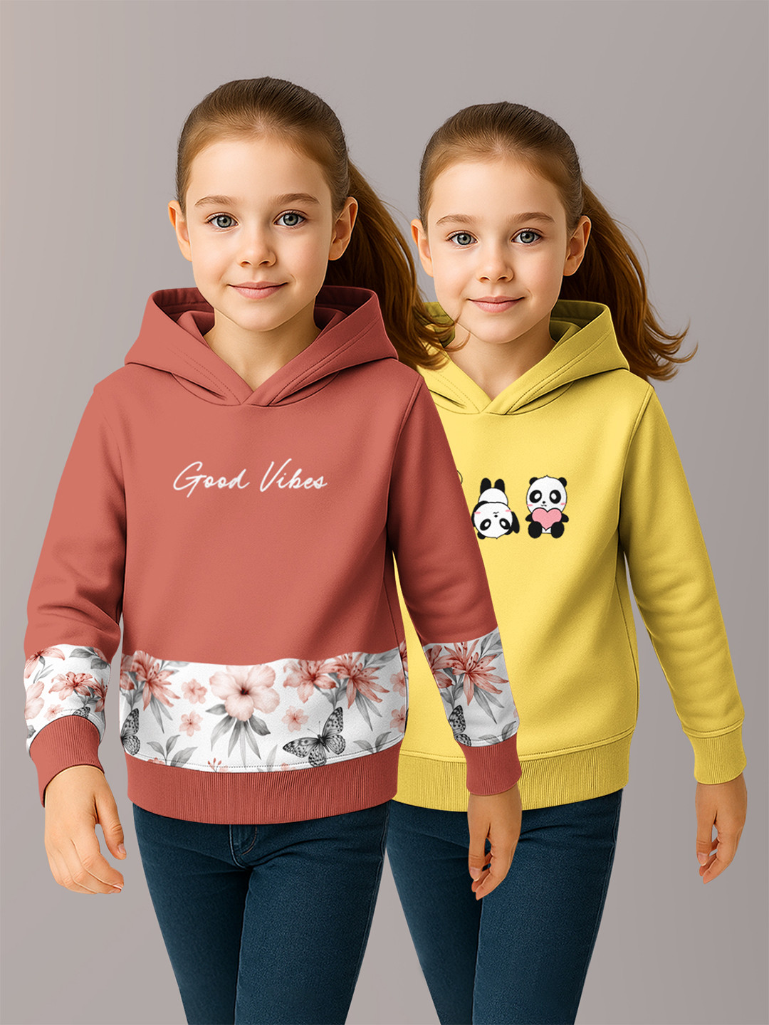 HELLCAT Girls Pack Of 2 Printed Hooded Sweatshirt