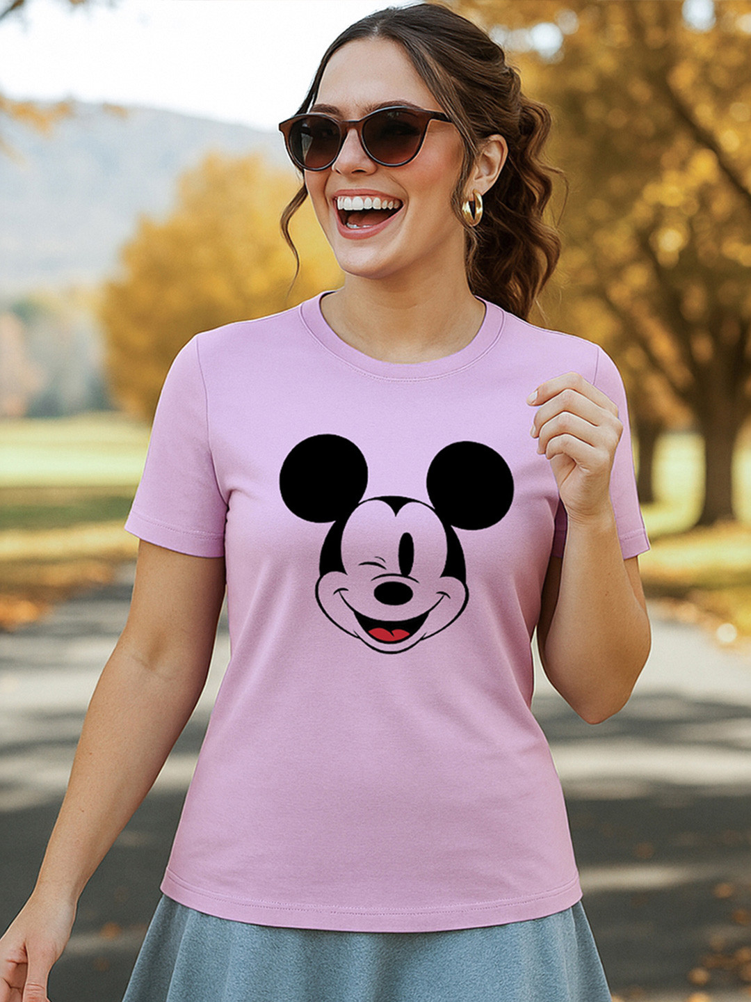 Bewakoof Mickey Mouse Printed Round Neck Cotton T-shirt