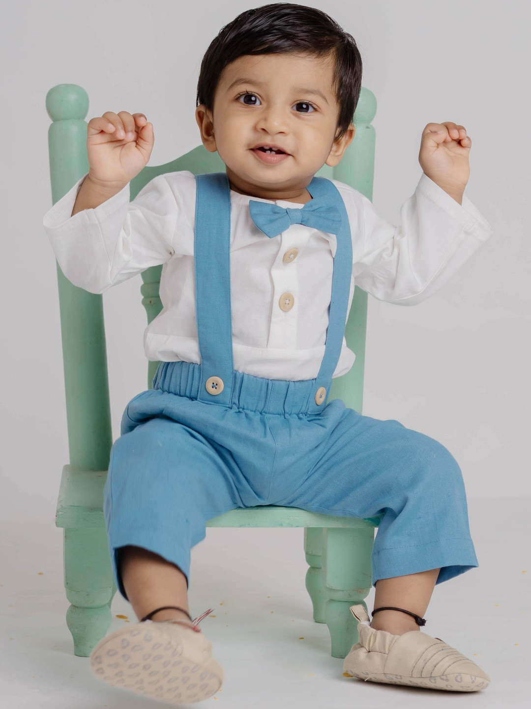 BABY TWINKLES Kids Blue & White Long Sleeves Organic Cotton  Co-ord Set