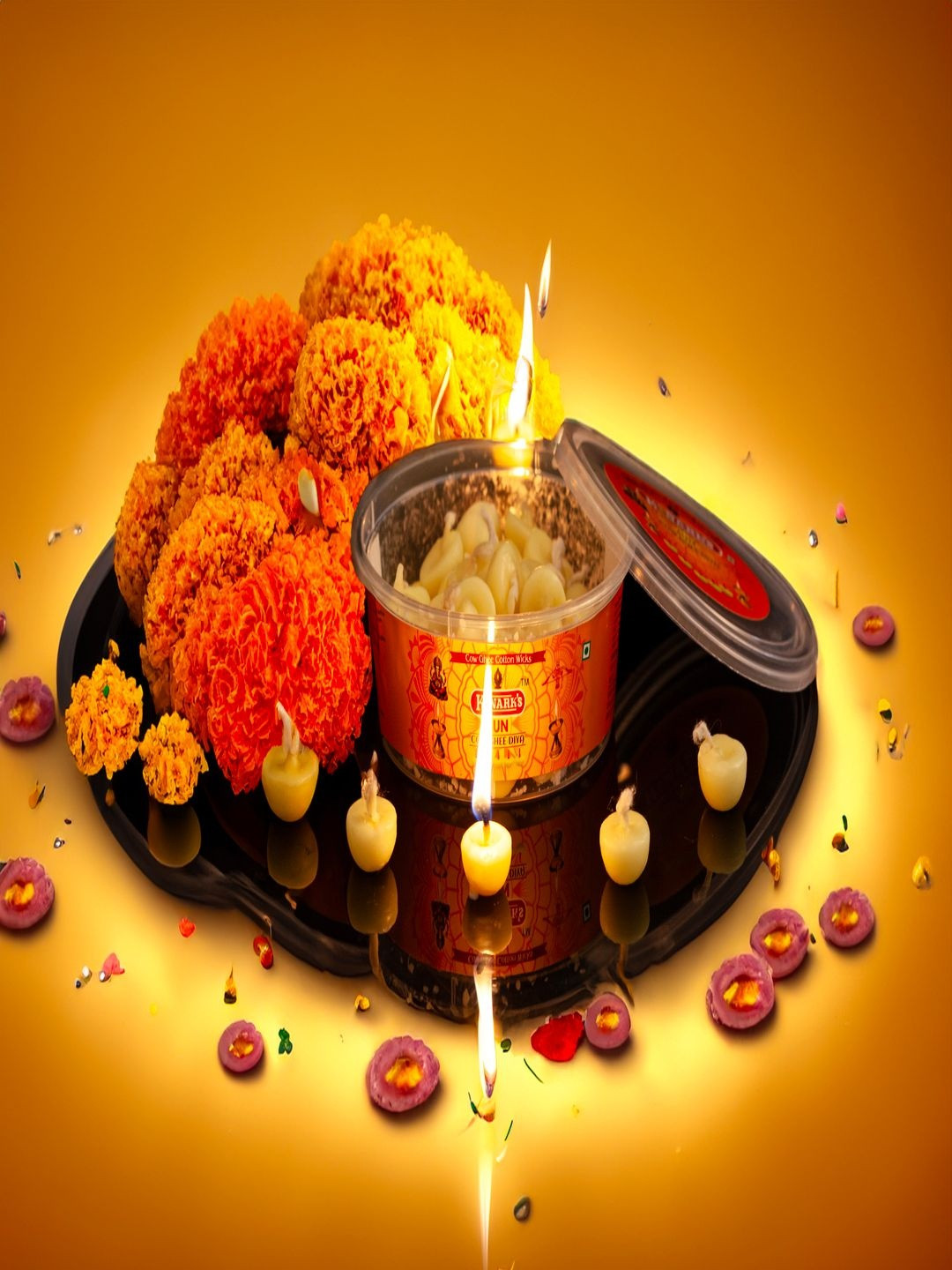 KONARK'S SUN Yellow 30 Pieces Diyas Pooja Essentials