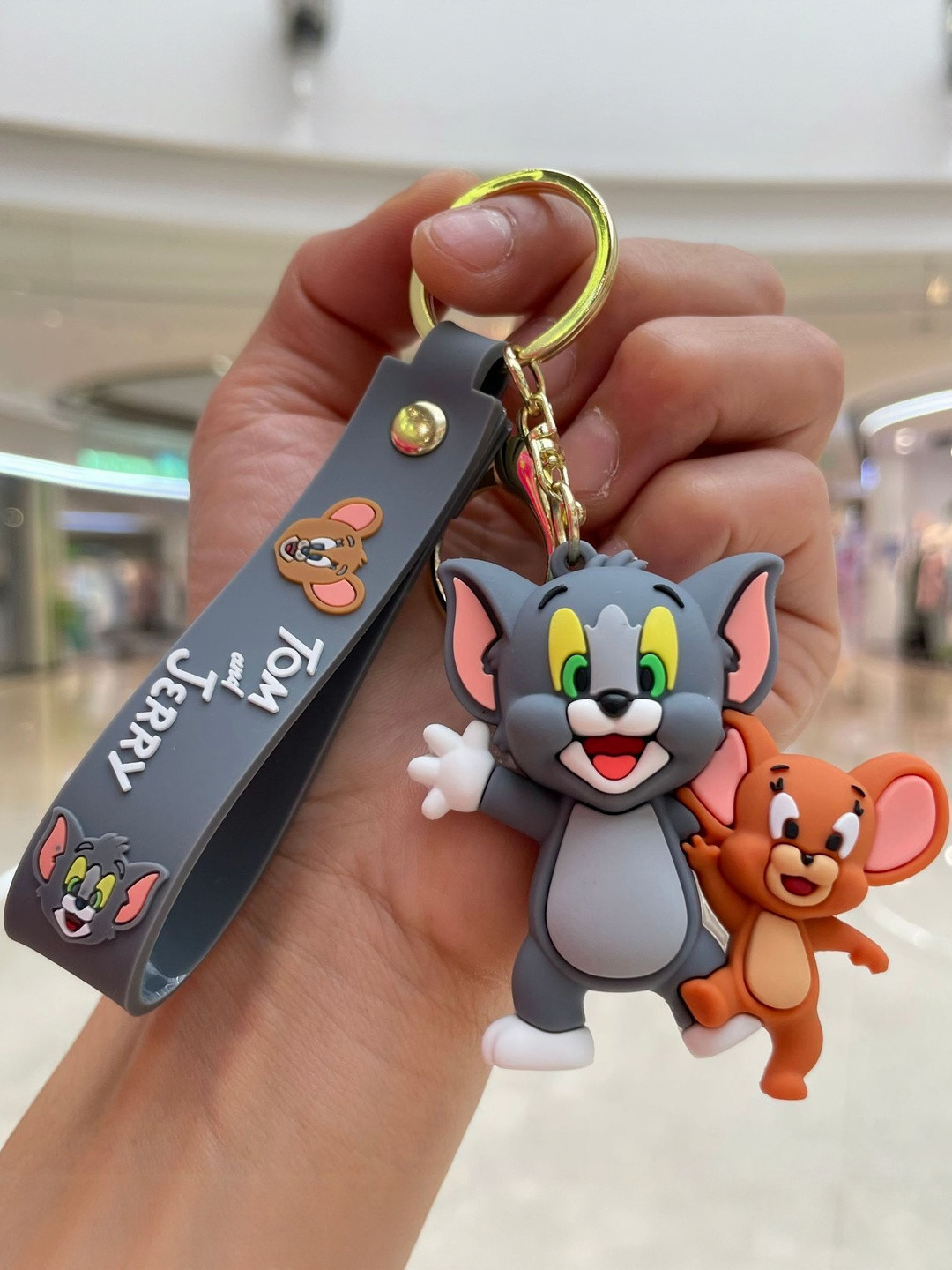 Spiaty Grey & Brown Tom and Jerry Rubber Key chain