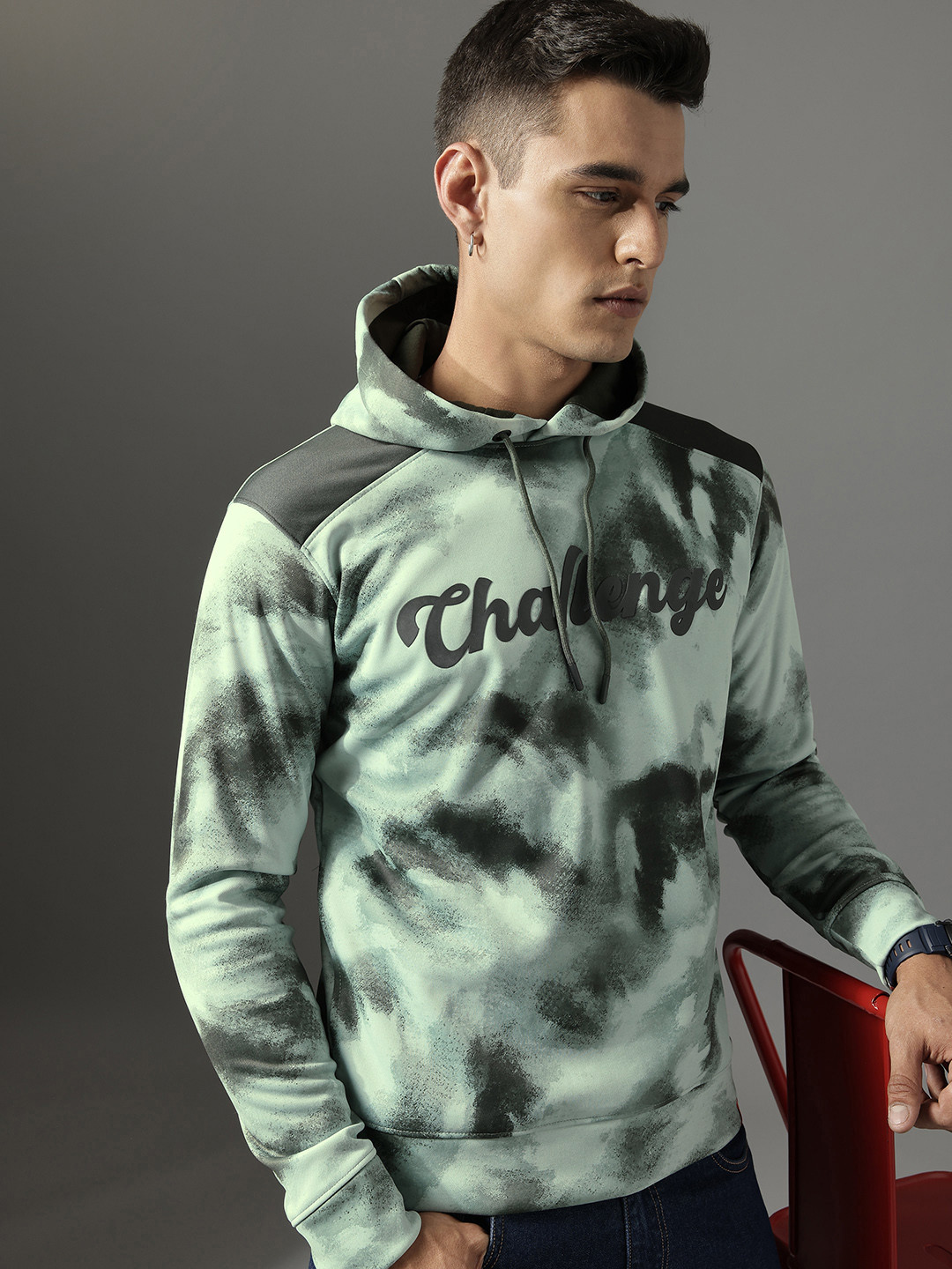 FCUK Typography Printed Hooded Sweatshirt