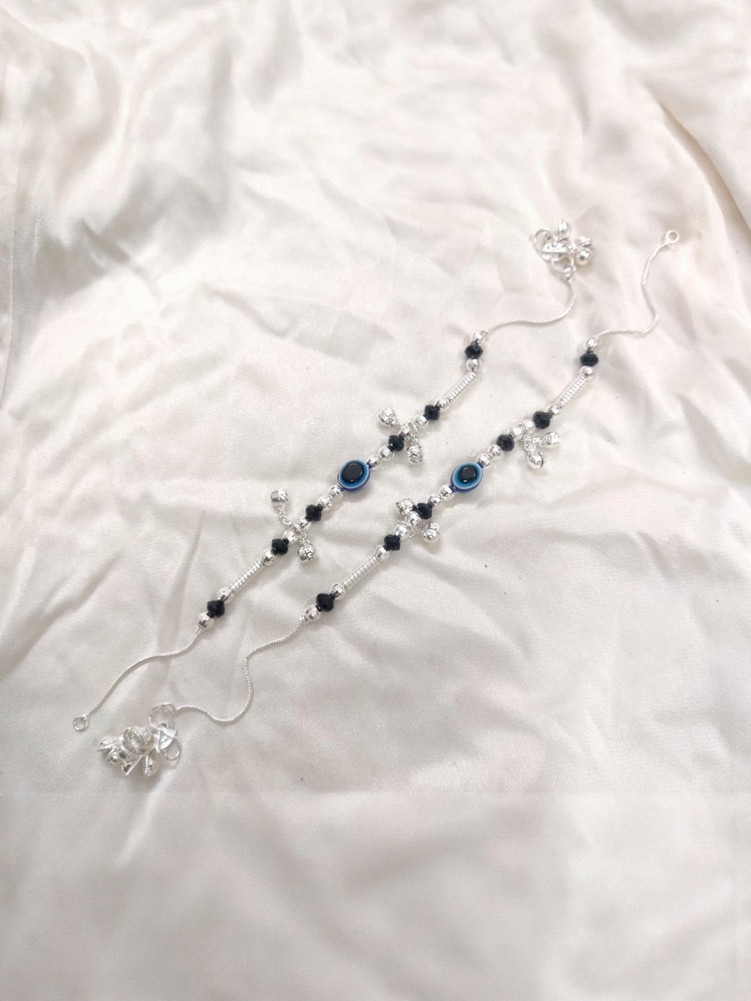 Lovemi Movements Set of 2 Crystal And Evil Eye Beaded Anklets