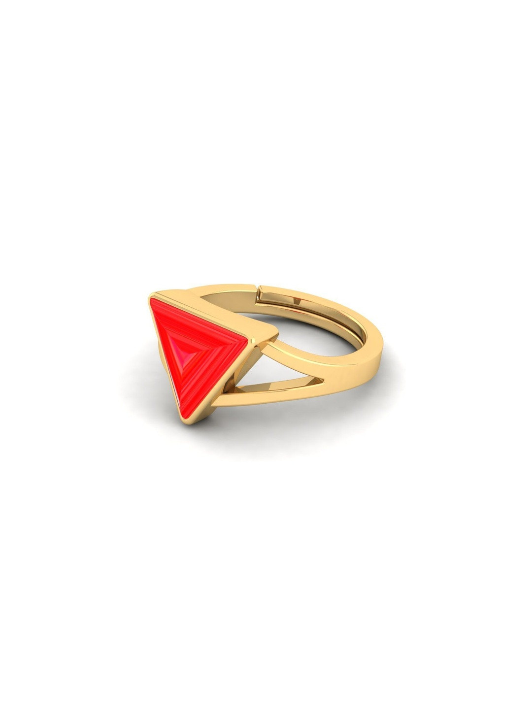 VISHVMA Brass-Plated Moonga Gemstone Studded 12.25 Ratti Finger Ring