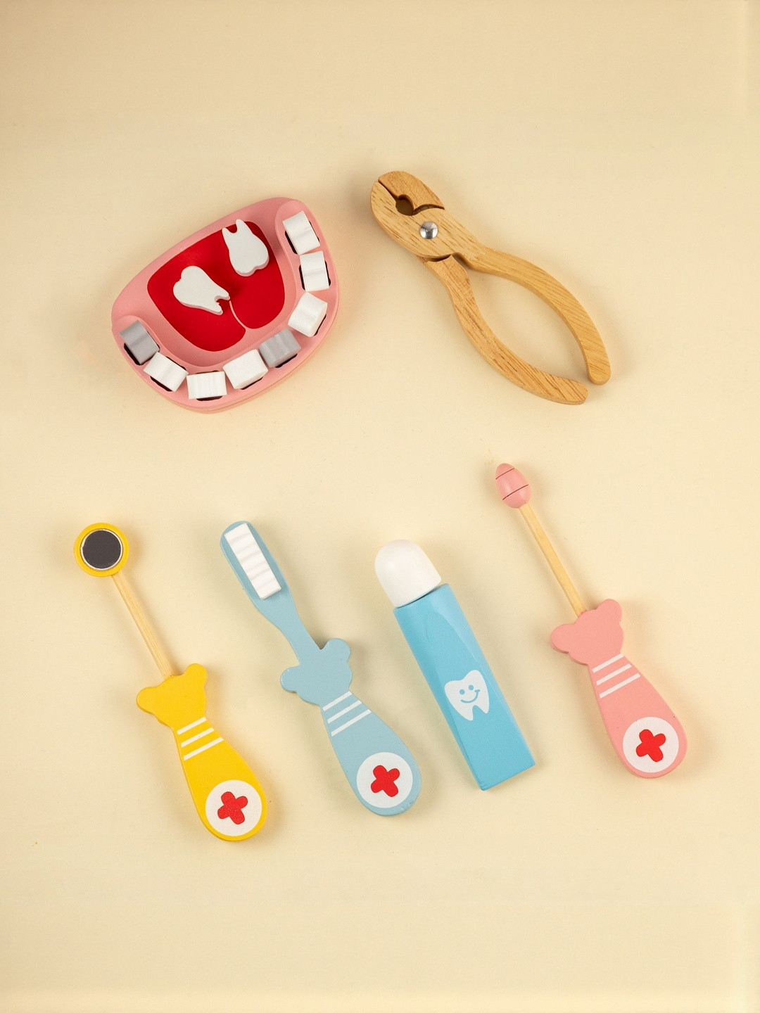 Playbox BPA Free Wooden Happy Teeth Dental Doctor Set Skill Development & Learning Toys