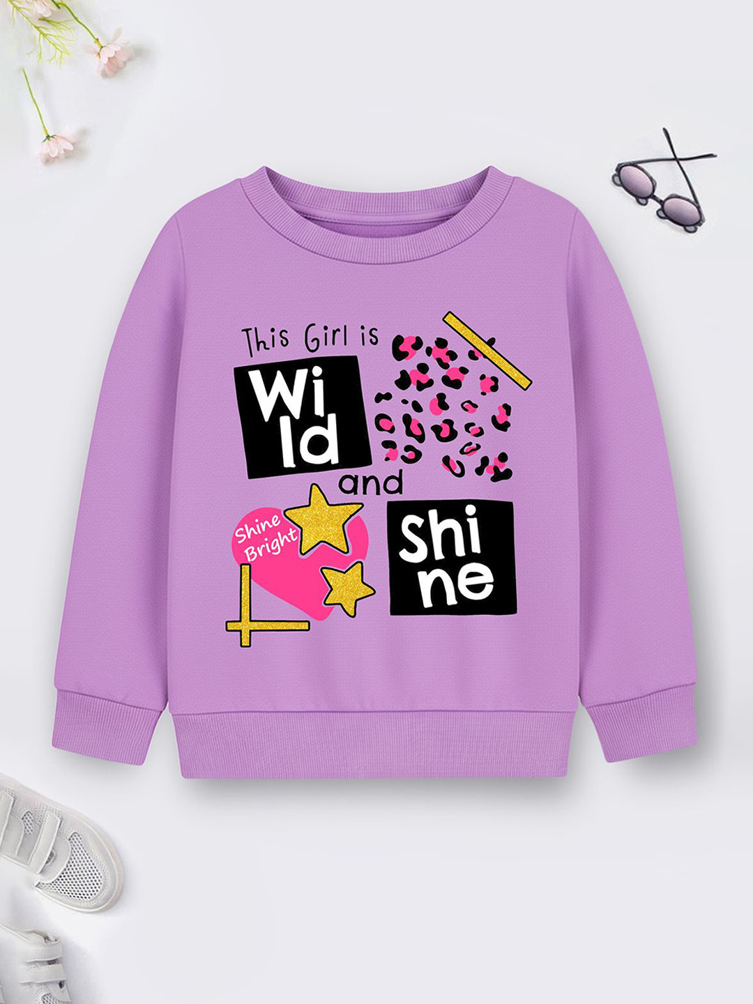 YK X Trampoline Girls Printed Round Neck Long Sleeves Sweatshirt