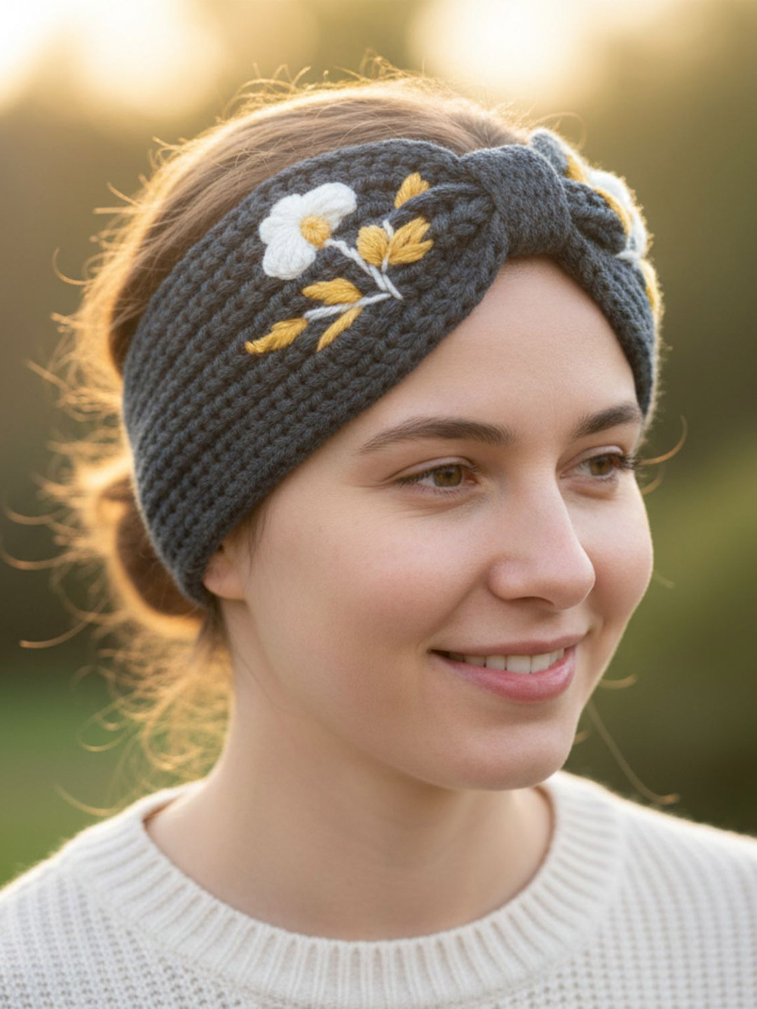 Amoldo Women Winter Floral Embroidery Headband