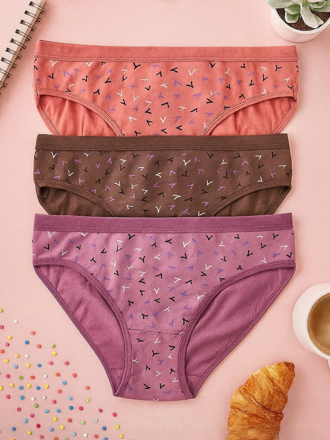 FiveFlag Pack of 3 Hipster Printed Premium Panty