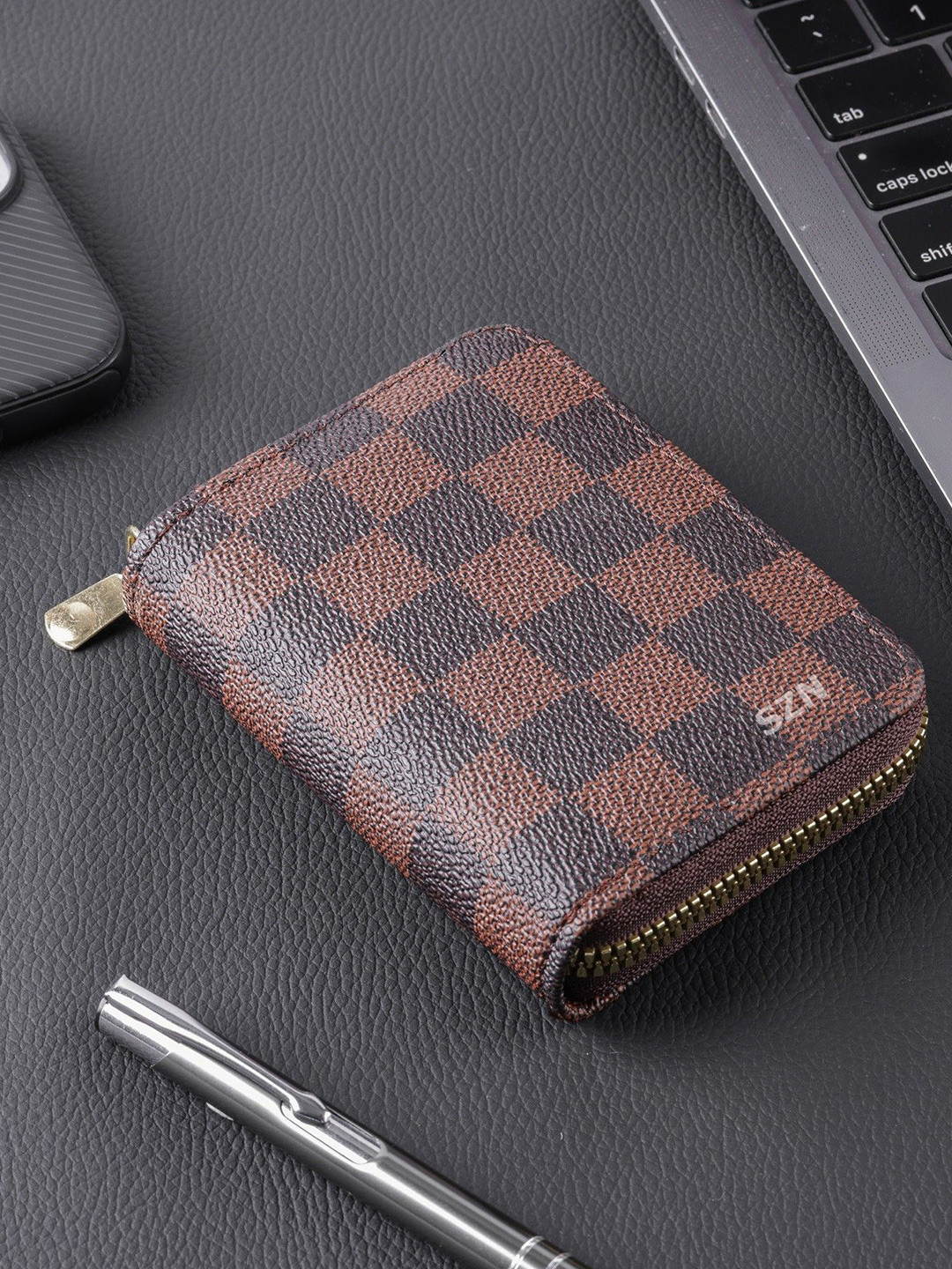 SZN Brown 9 Slots RFID Protected Metal Card Holder Wallet