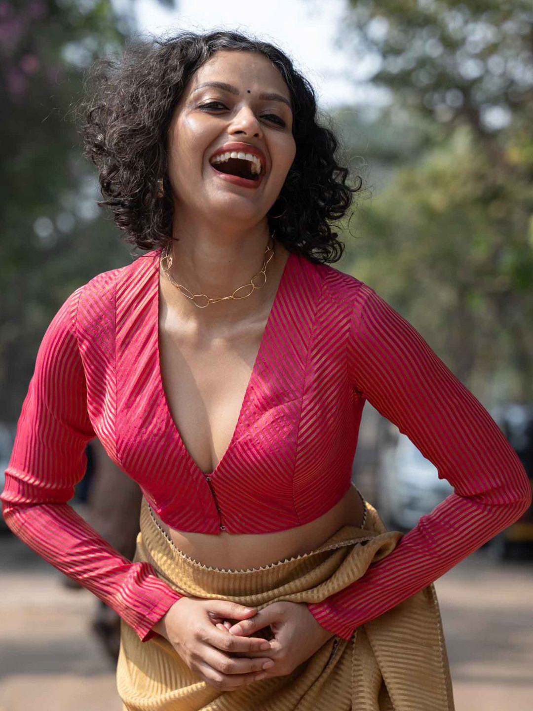 Suta Women Woven Design Long Sleeve Habotai Blouse