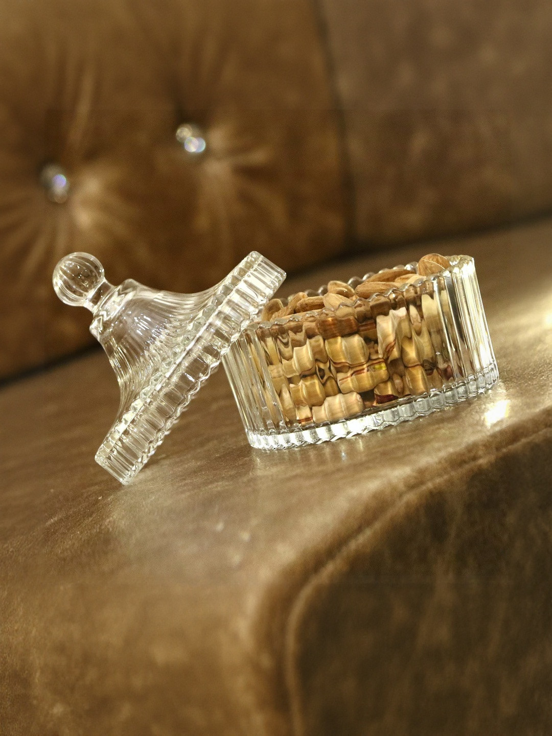 SOMIL Transparent 11 Pieces Textured Glass Jars 300 ml Each