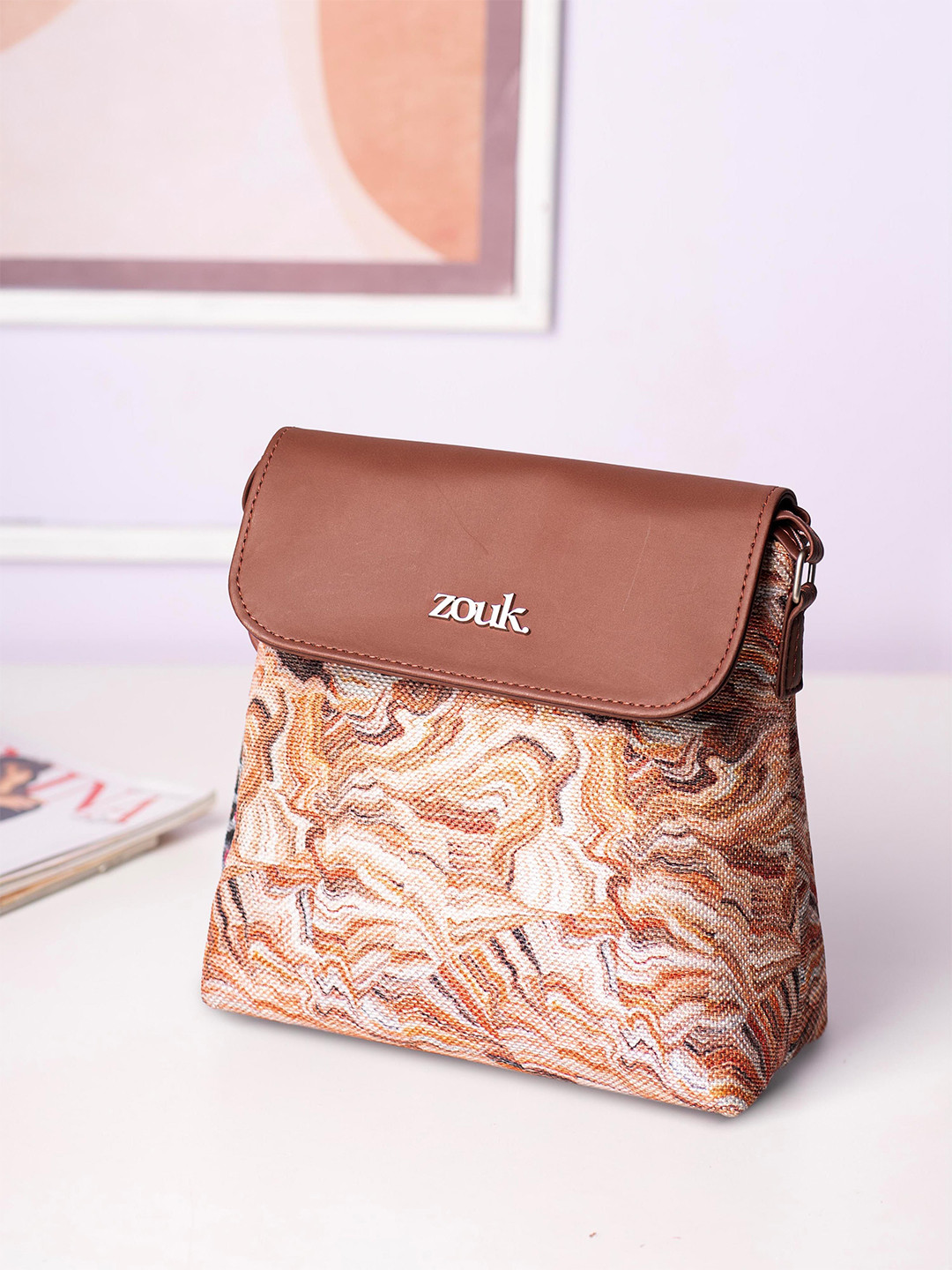 ZOUK Nicobar Women Abstract Printed Crossbody Tasselled Sling Bag