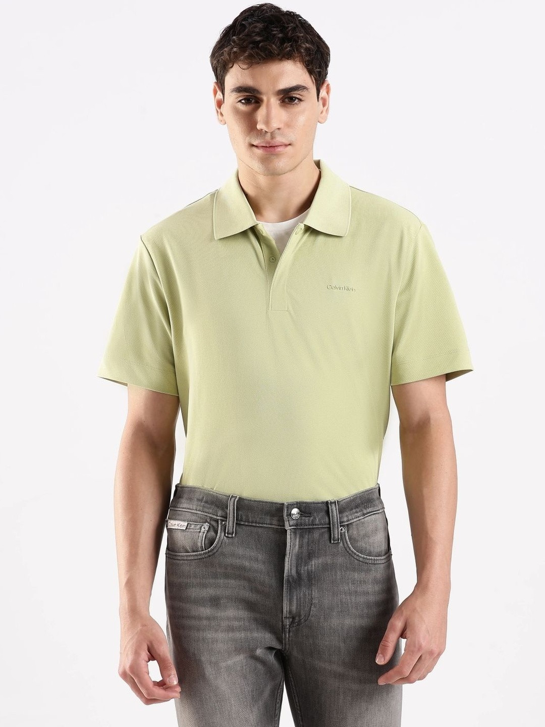 Calvin Klein Jeans U.S Men Brand Logo Printed Polo Collar T-shirt