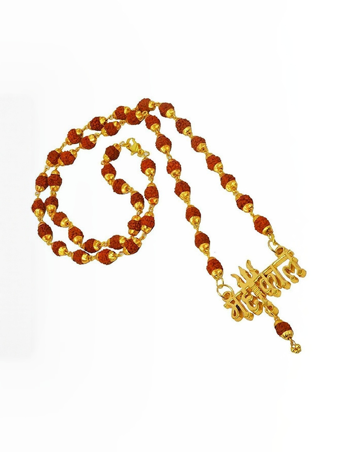 RAVIOUR LIFESTYLE Unisex Shiv Mahakal Trishul Pendant Brass Locket With RD Cap Mala