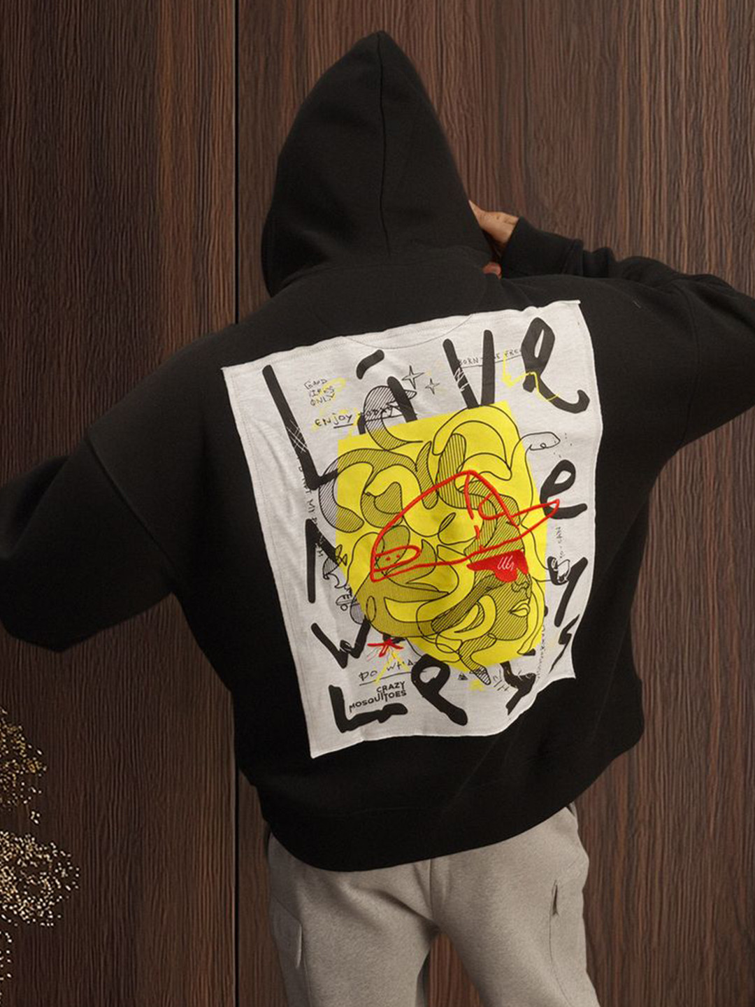 Crazy Mosquitoes Men Back Printed Hooded Pullover Sweatshirt