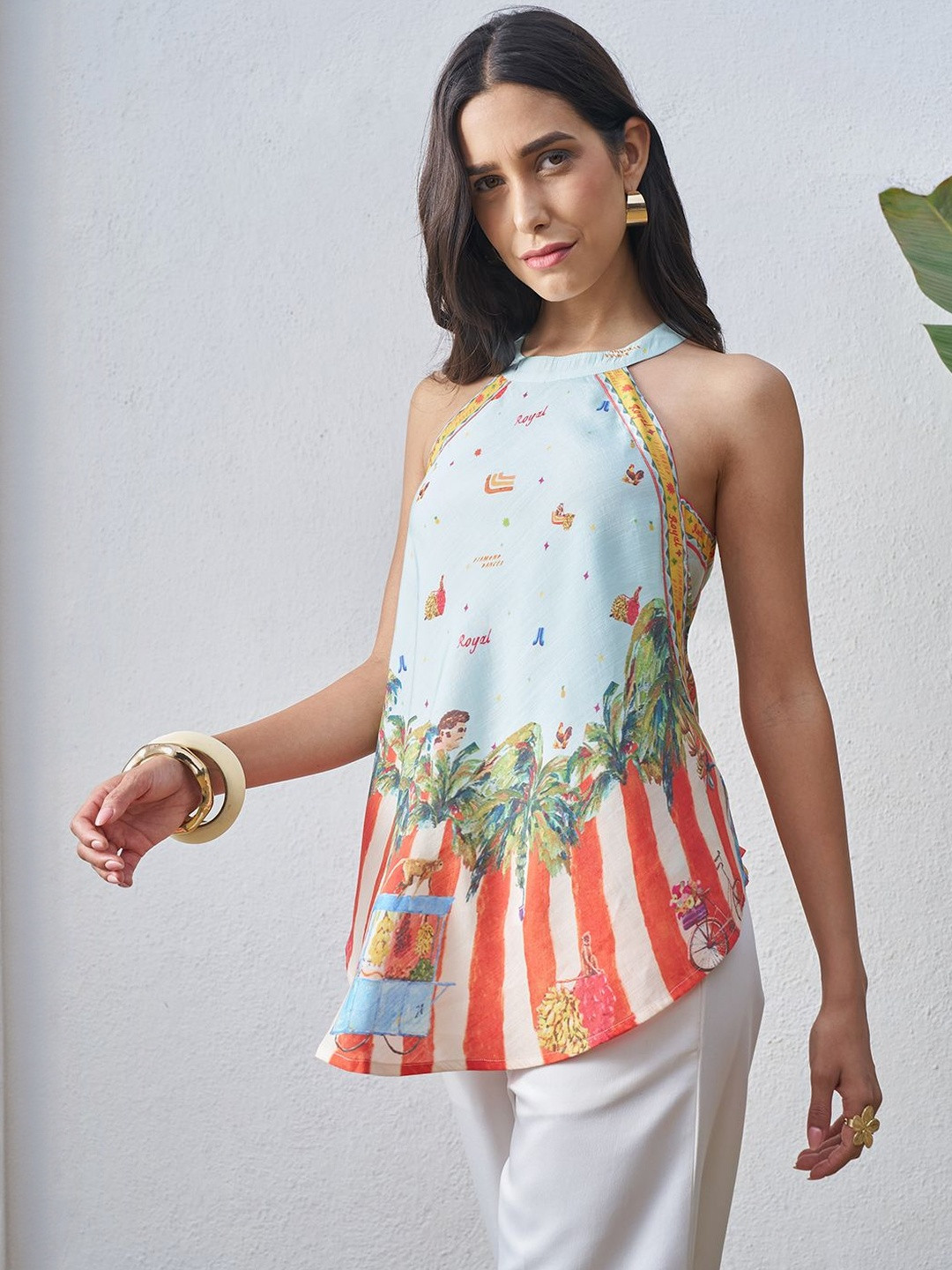 Vara By Vishudh Print Halter Neck Top