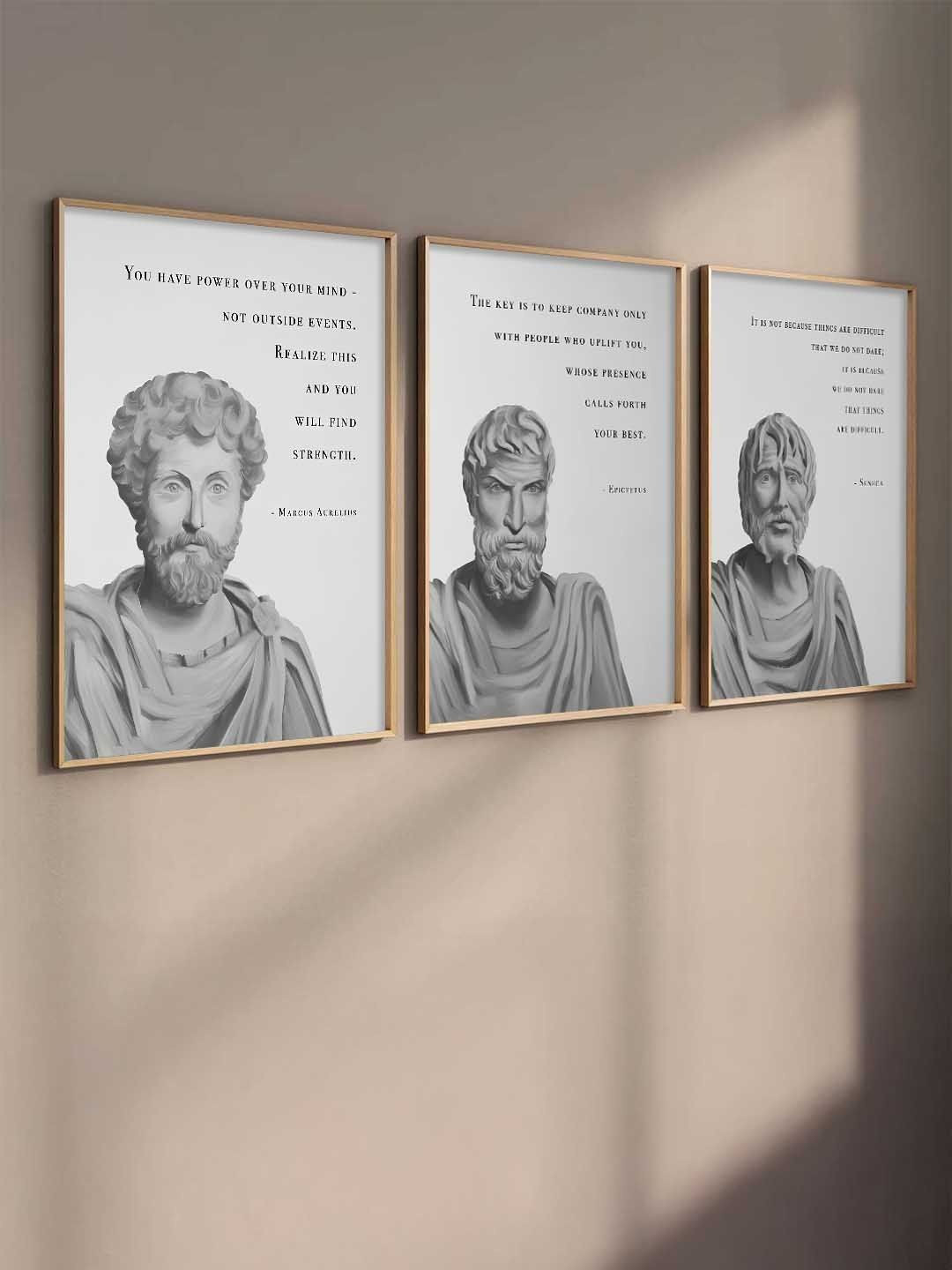 Kotart Grey 3 Pieces Philosophy Art  Wooden Wall Paintings