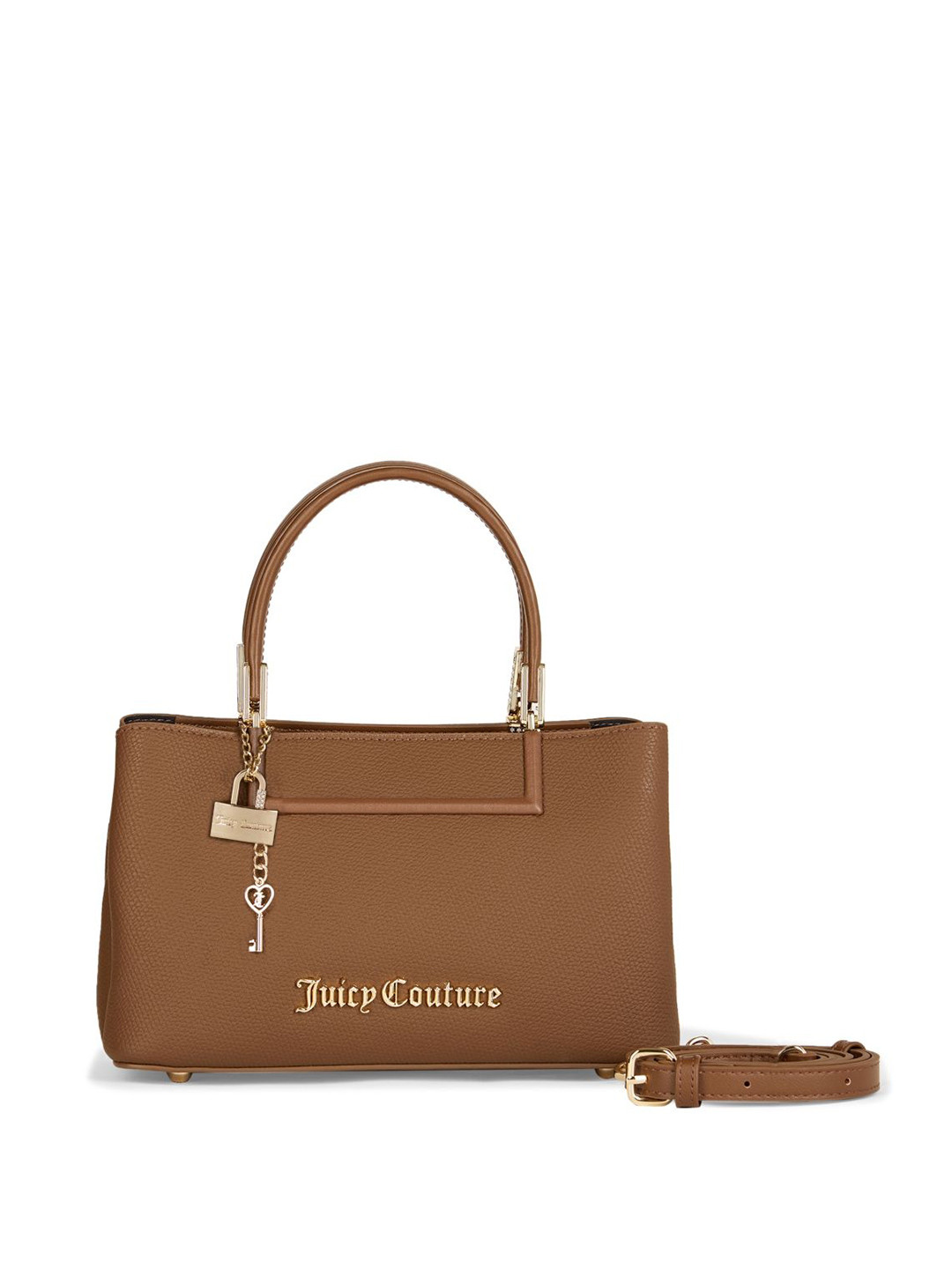 Juicy Couture Lock & Key Women Solid Baguette Zip Detail Satchel Bag