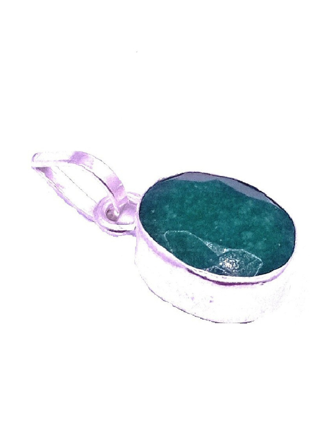 RAVIOUR LIFESTYLE Natural Emerald Panna Gemstone Panna Astrological Silver Pendant