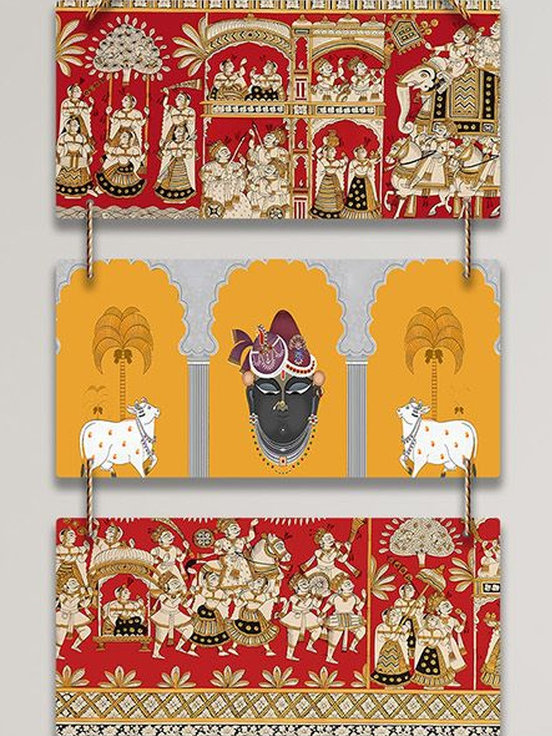 ArtVibes Unisex Printed Shreenathji Wooden Wall Hanging