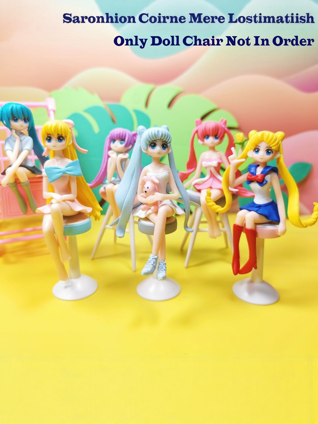Flenzy Pink 6 Pieces Hatsune Miku Mini Figurine Showpiece
