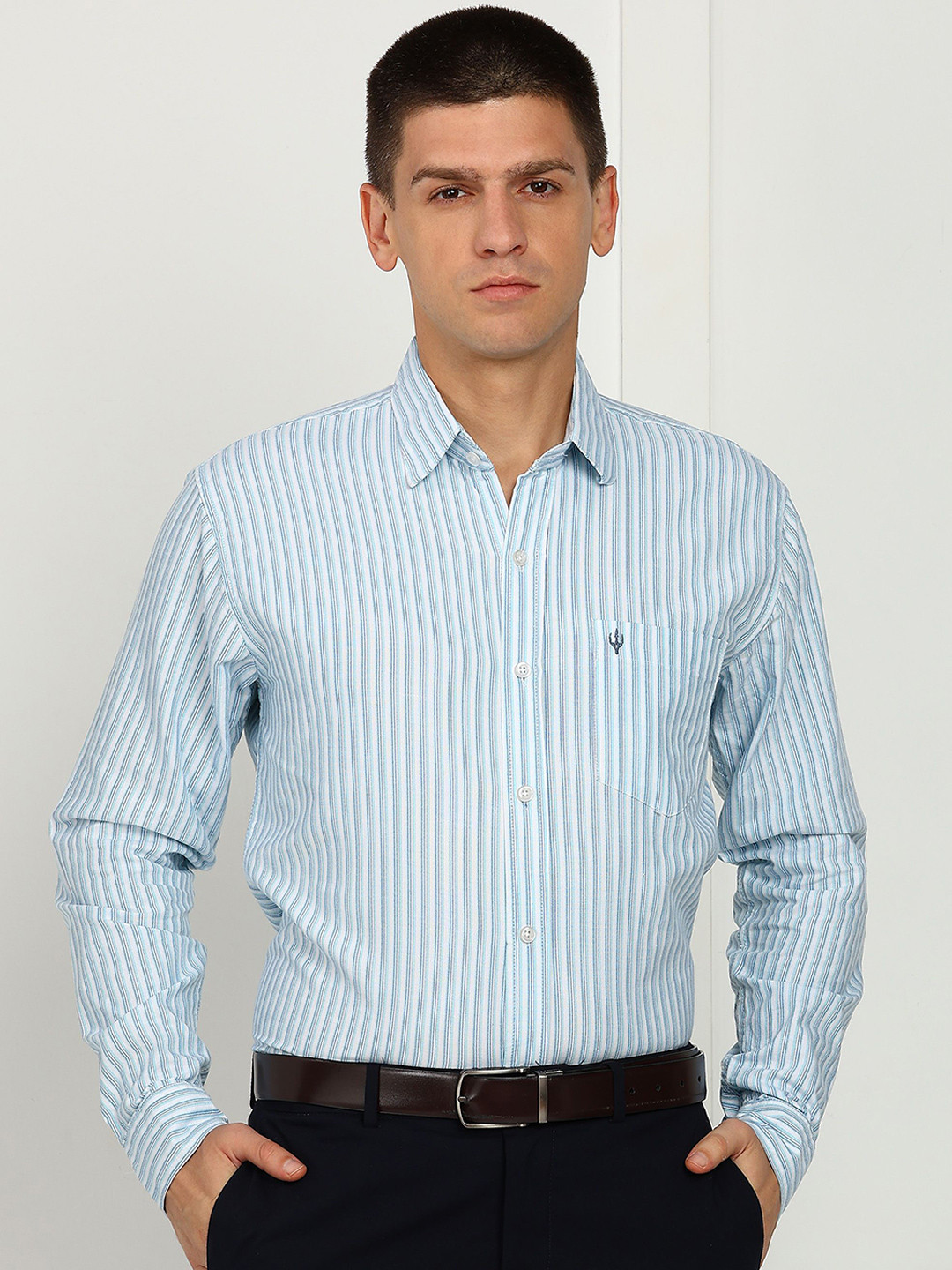 ELLIPSE Men Vertical Striped Spread Collar Cotton Formal Shirt
