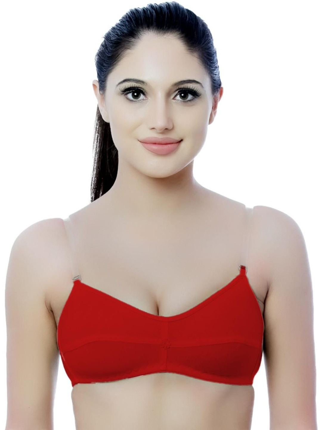 NUTEXSANGINI Non Padded Medium Coverage Everyday Bra with Transparent Straps