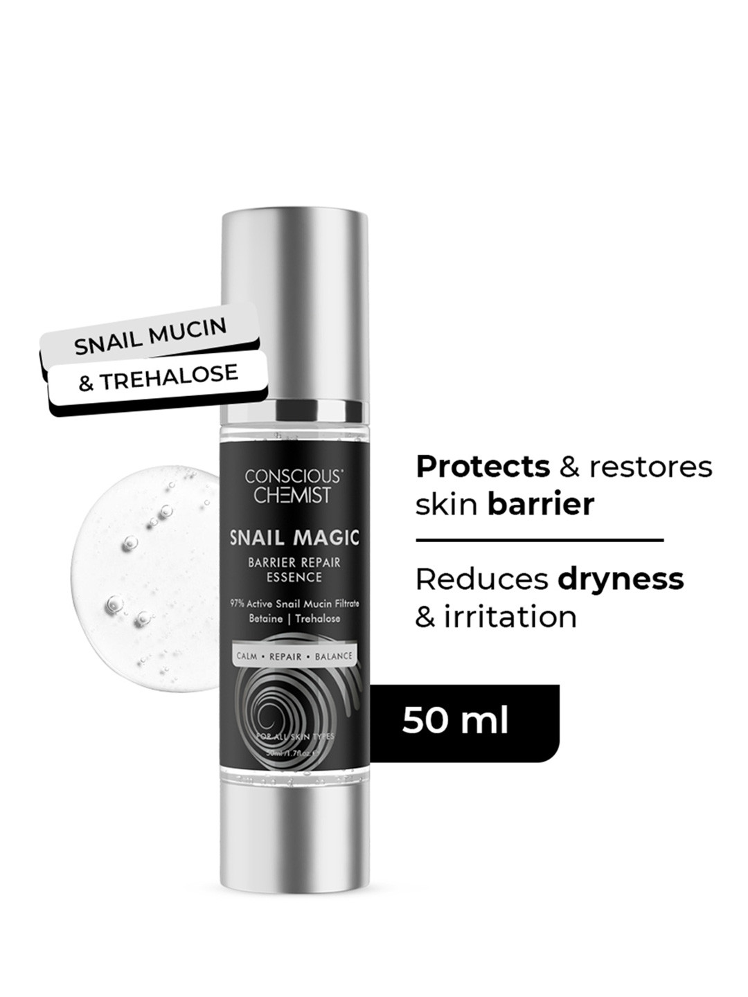 Conscious Chemist 97% Active Snail Mucin Face Serum for Barrier Repair & Anti Ageing -50ml