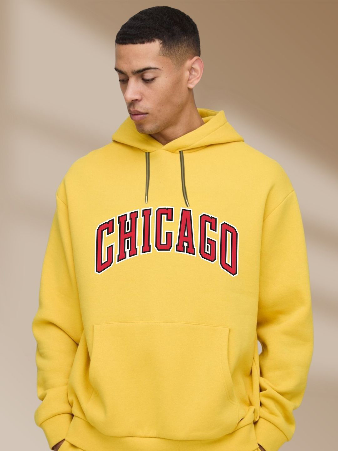 Chicago Typography Hooded Long Sleeves Sweatshirt