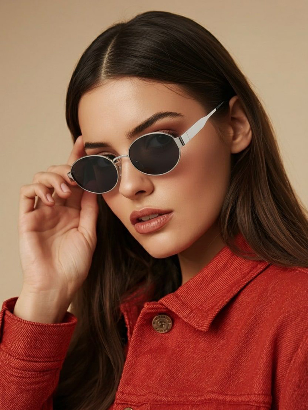 RORCE Women Full Rim UV Protected Oval Sunglasses RS34SIF_BLL-Silver Frame