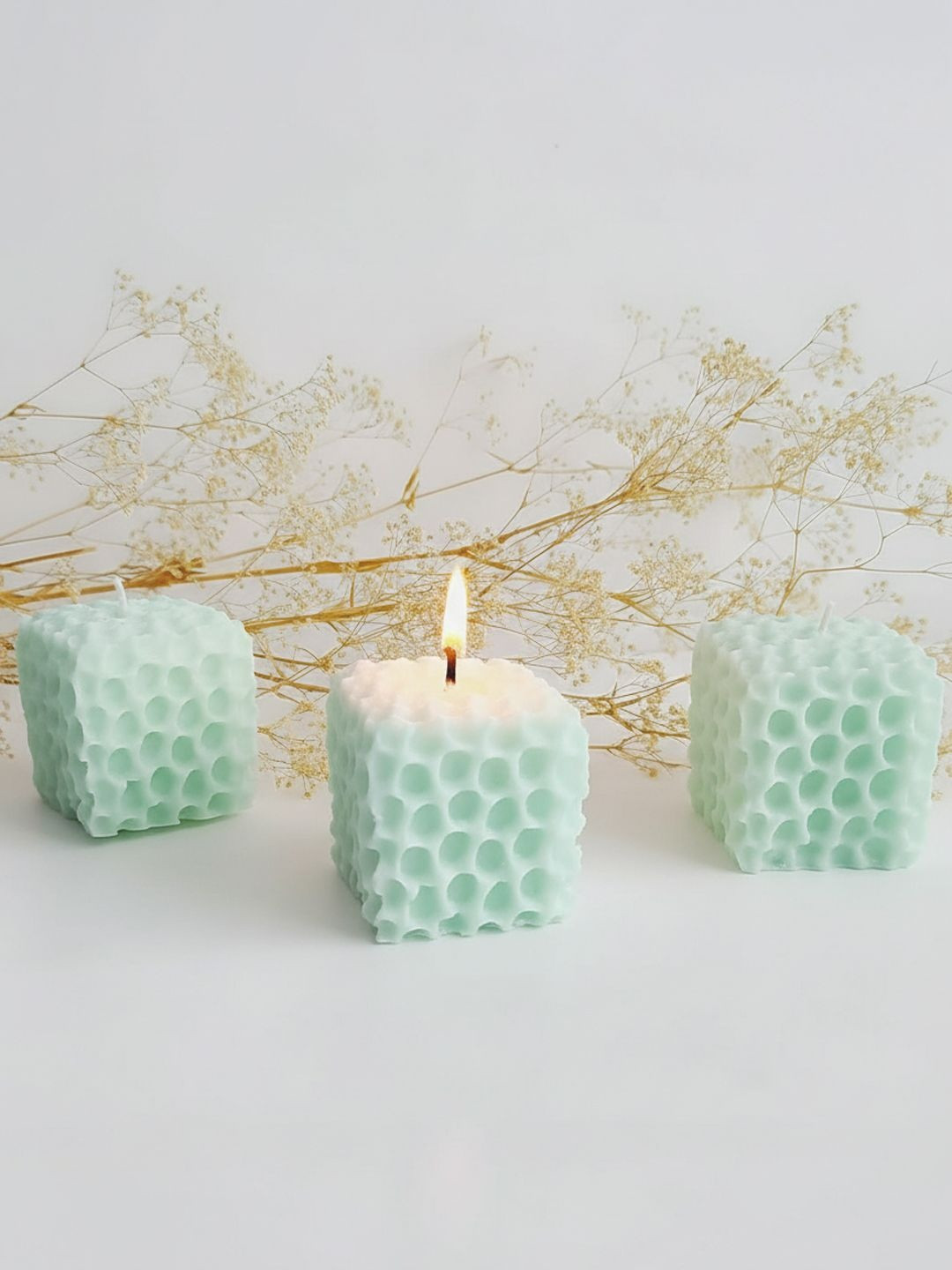 atorakushon 3 Pieces Green Honeycomb Scented Soy Wax Candles
