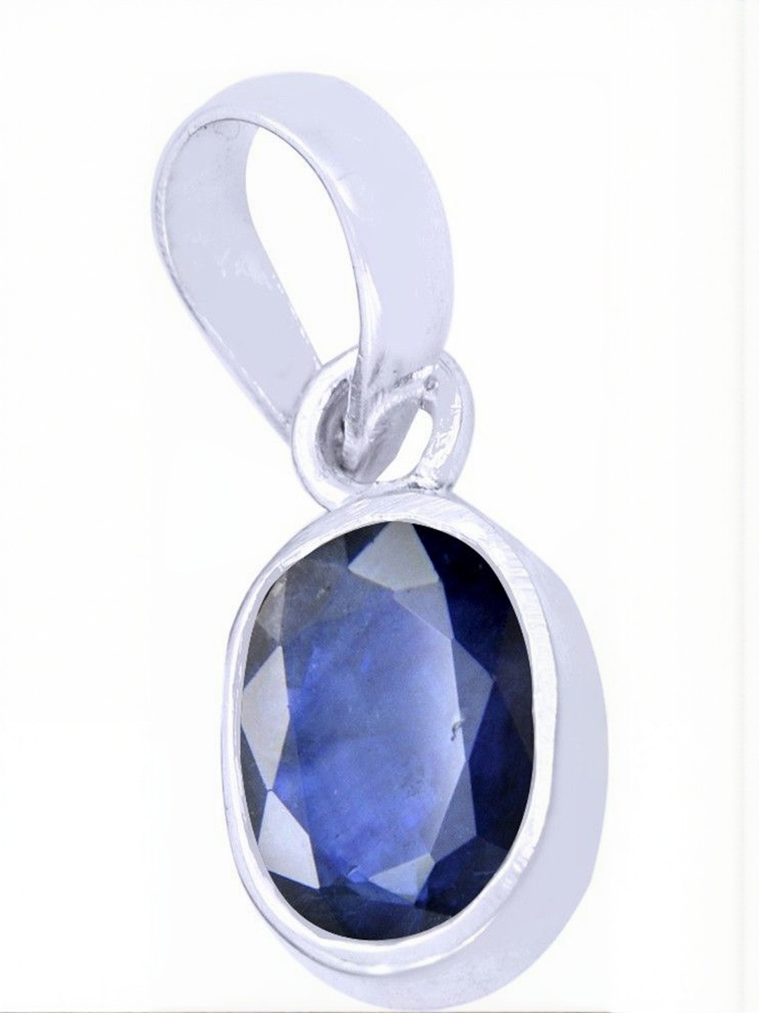 RAVIOUR LIFESTYLE Silver-Plated Oval Sapphire Stone Pendant