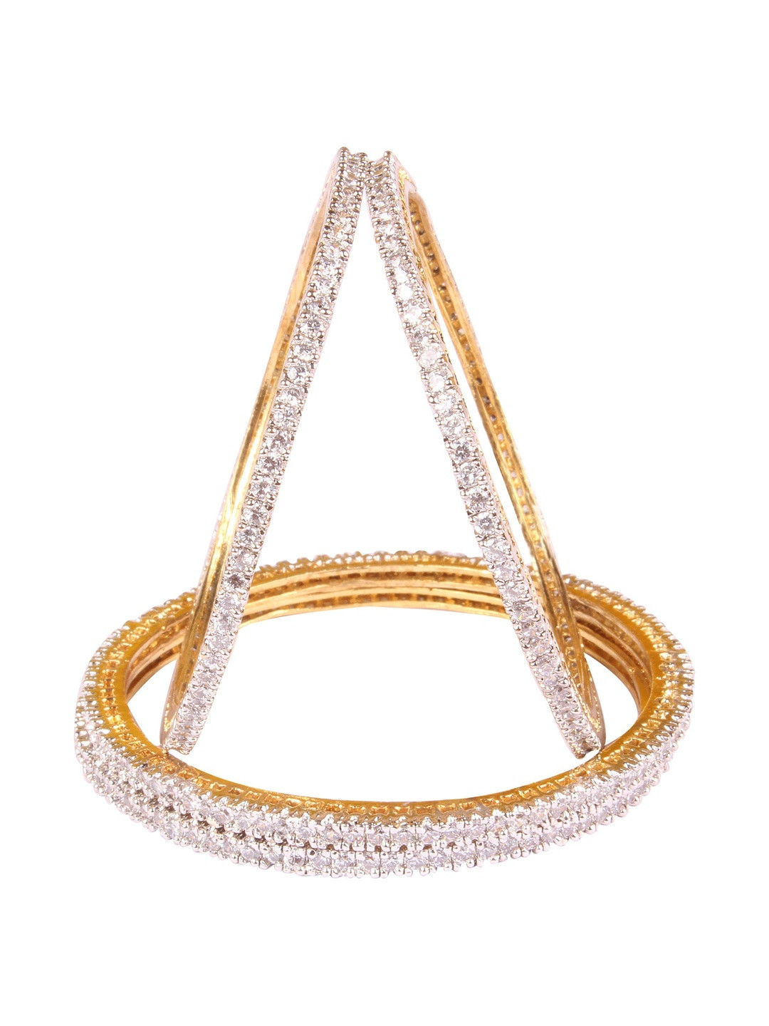 Shiv Jewels Set Of 4 Diamontic CZ Cubic Zirconia Studded Bangles 2.8 Size