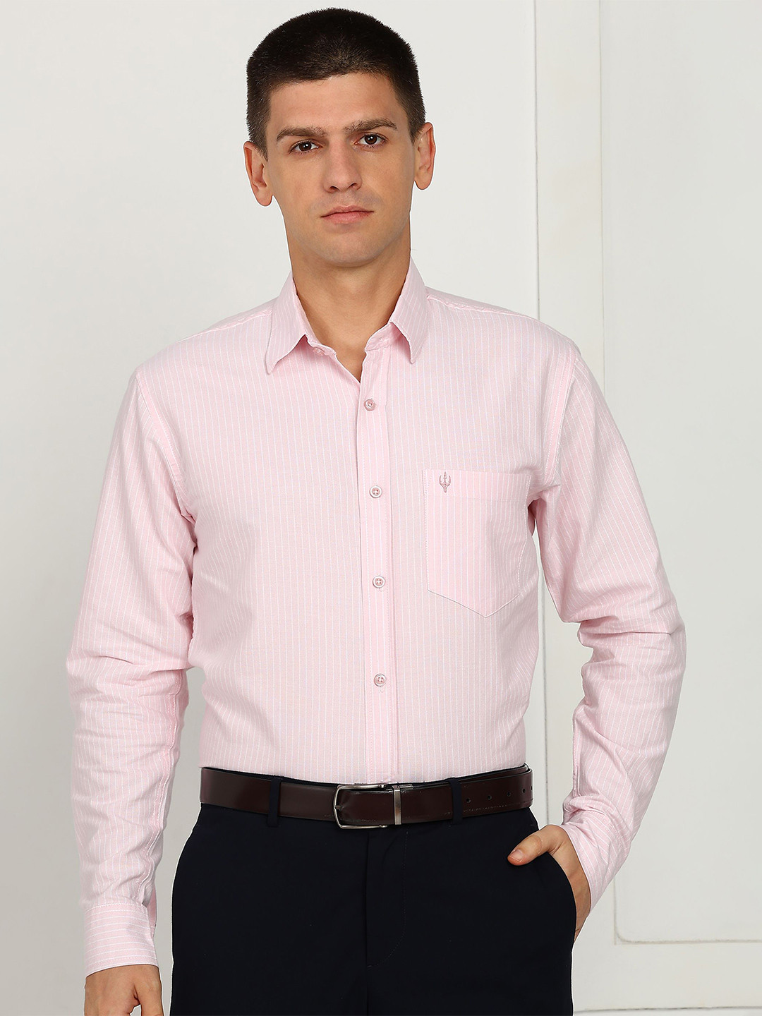 ELLIPSE Men Vertical Striped Spread Collar Cotton Formal Shirt