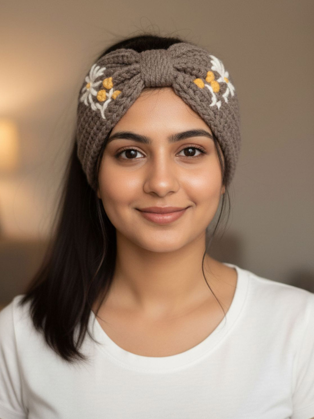 Amoldo Women Winter Floral Embroidery Headband