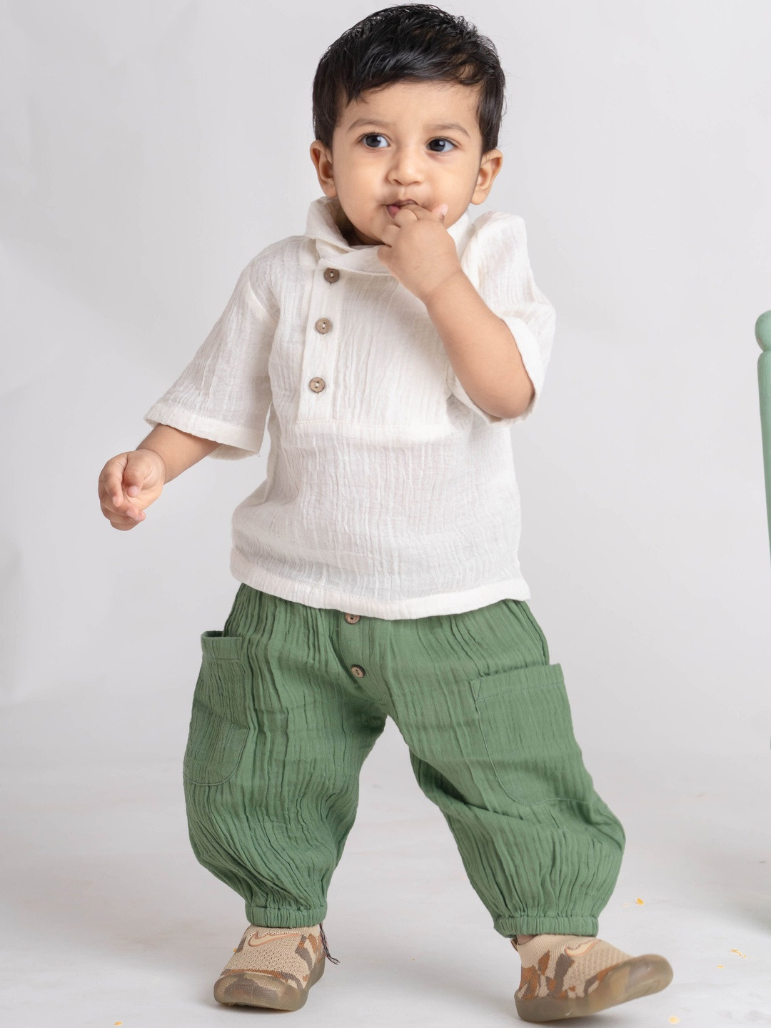 BABY TWINKLES Boys Cotton Shirt and Trousers Co-Ord