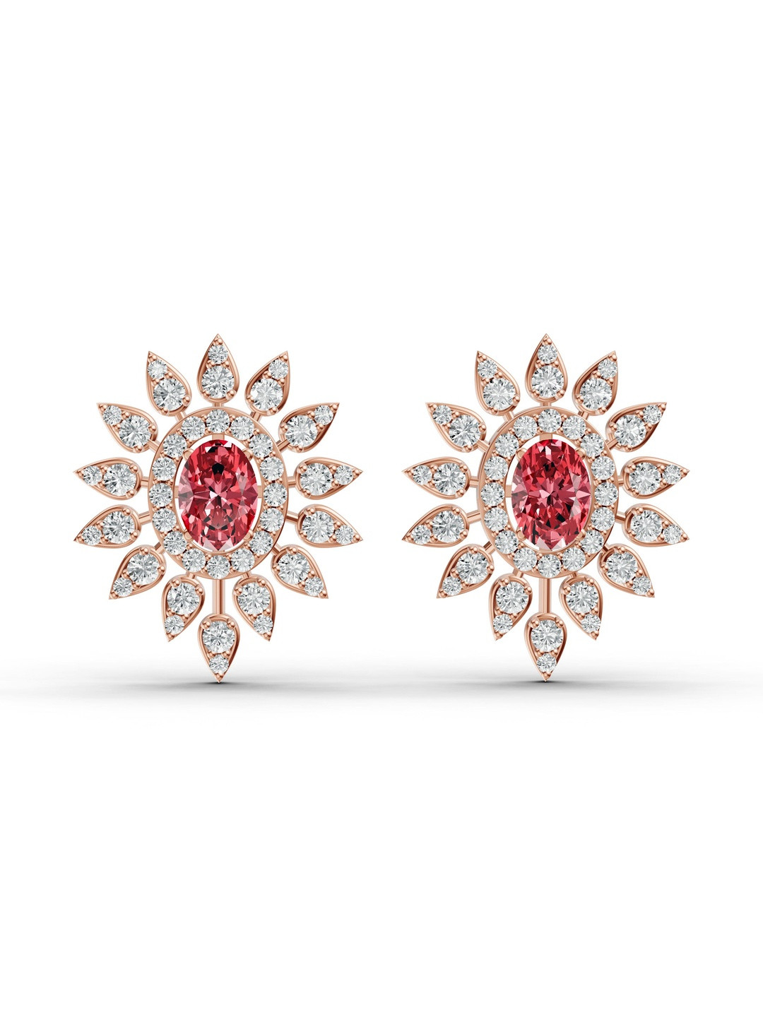 Wondr Diamonds 14KT Rose Gold Lab Grown Diamond & Ruby Earrings - 6.96g