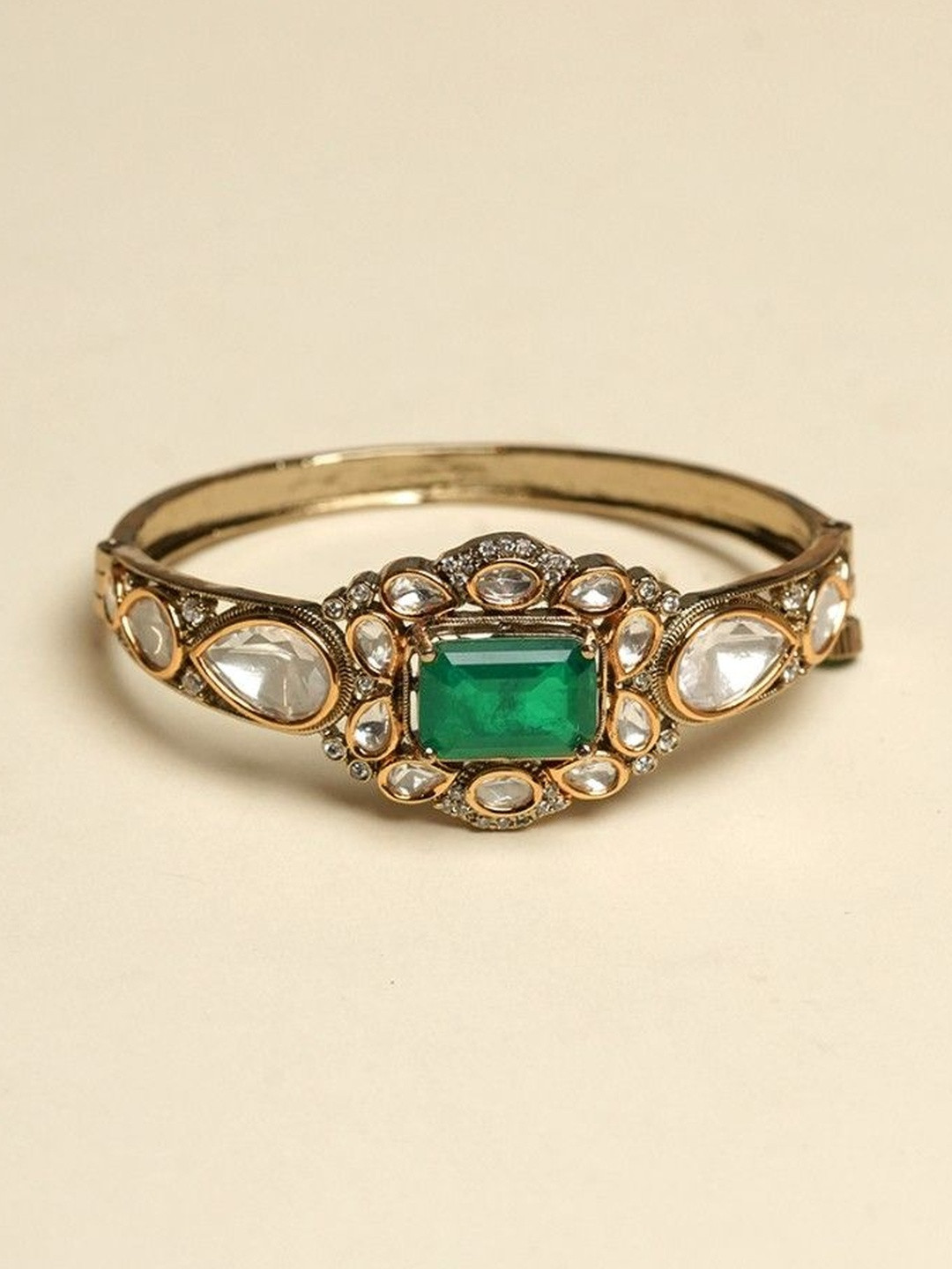 CAO Jewellery Emerald Studded Bangle-Style Bracelet