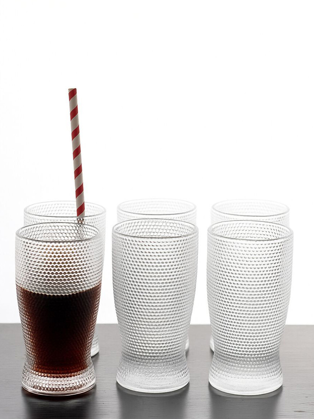 SMOKEY COCKTAIL Transparent 6 Pieces Dotty Elegance Tall Dishwasher Safe Cocktail Glasses